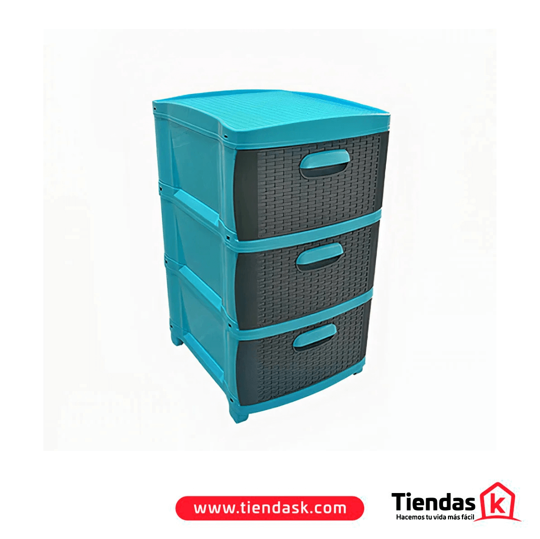 106.0042 PRACTIMUEBLE DUBAI 3 NIVELES AZUL-GRIS RATTAN PRODEHOGAR REF 390ORR3N03 - Image 1
