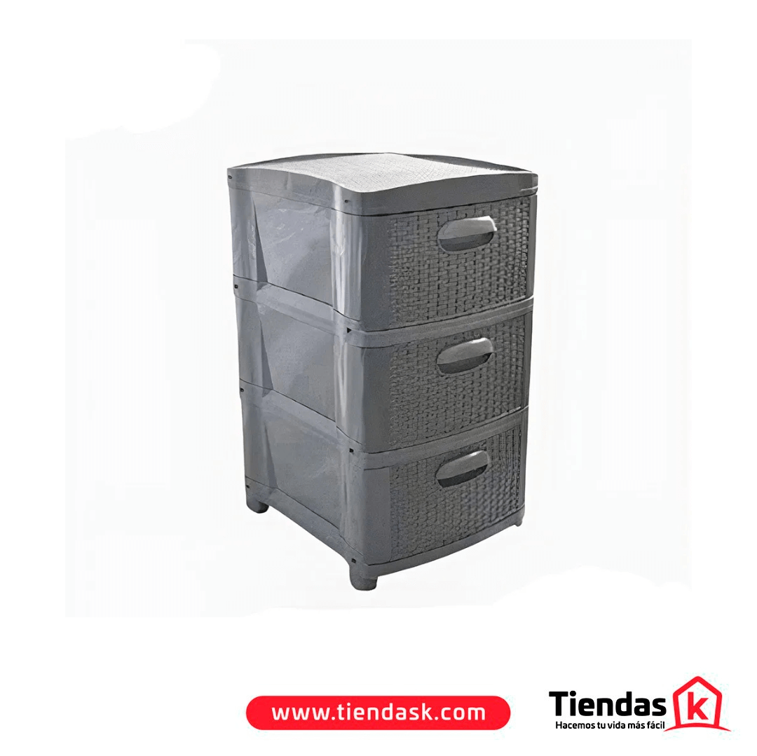 106.0045 PRACTIMUEBLE DUBAI 3 NIVELES GRIS-GRIS RATTAN PRODEHOGAR 390ORR3N22 - Image 1
