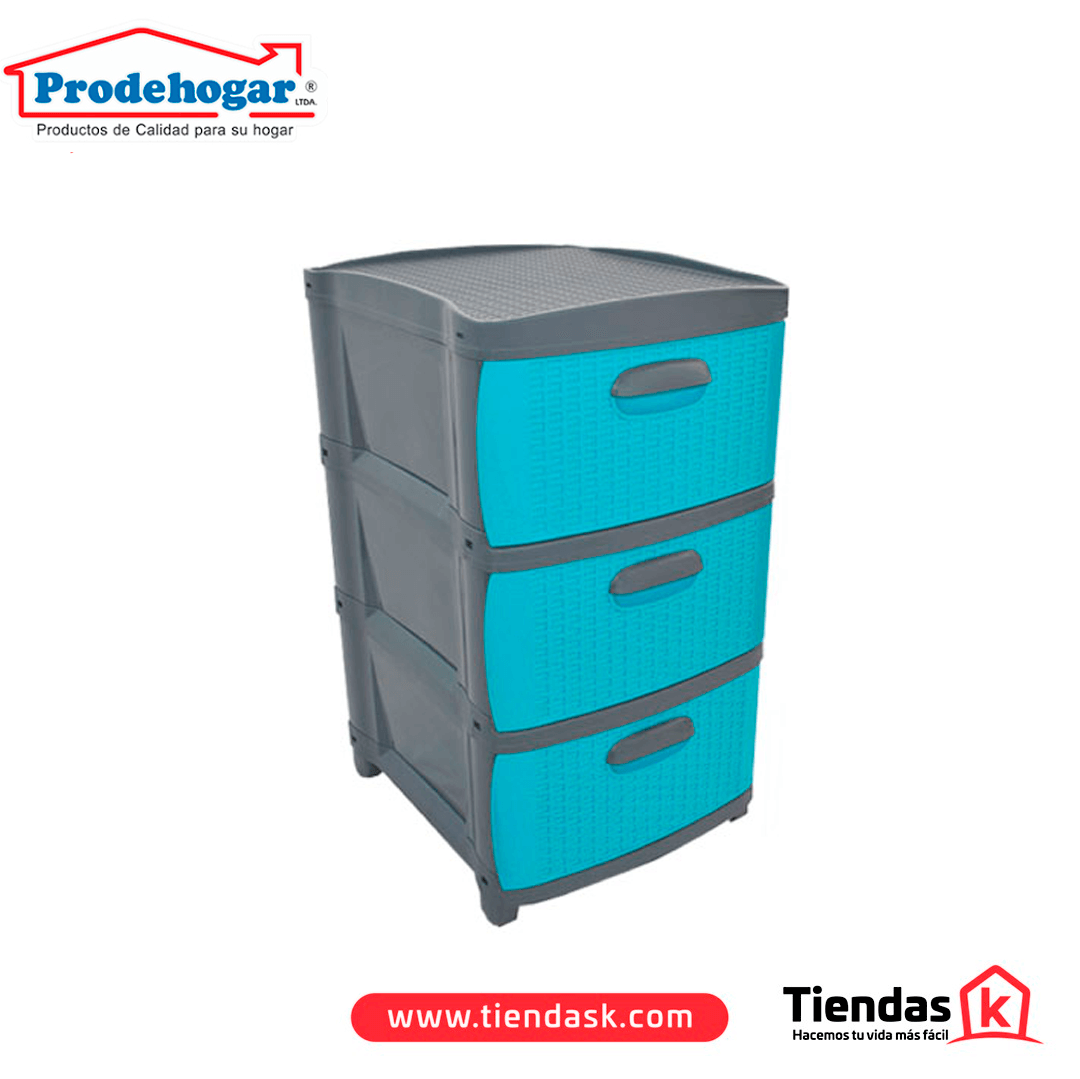 106.0046 PRACTIMUEBLE DUBAI 3 NIVELES GRIS-AZUL RATTAN PRODEHOGAR REF 390ORR3N11 - Image 1