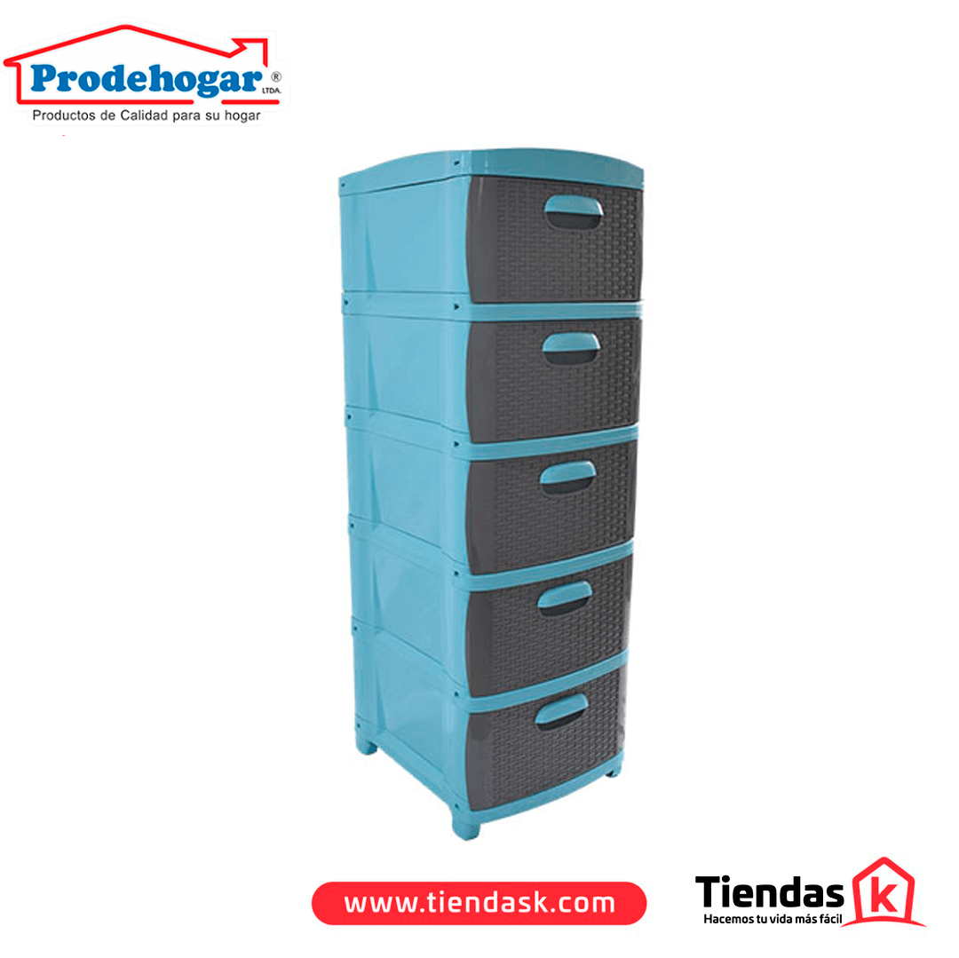 106.0051 PRACTIMUEBLE DUBAI 5 NIVELES RATTAN AZUL-GR PRODEHOGAR REF 390ORR5N03 - Image 1