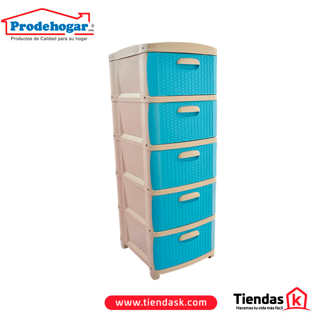 106.0053 PRACTIMUEBLE DUBAI 5 NIVELES RATTAN BG-AZUL PRODEHOGAR REF 390ORR5N15 - Image 1