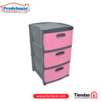 PRACTIMUEBLE DUBAI 3 NIVELES  GRIS-ROSADO  RATTAN PRODEHOGAR 390ORR3N13