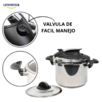 OLLA A PRESION UNIVERSAL 6 LITROS ABRE FACIL ACERO INOX REF L37560