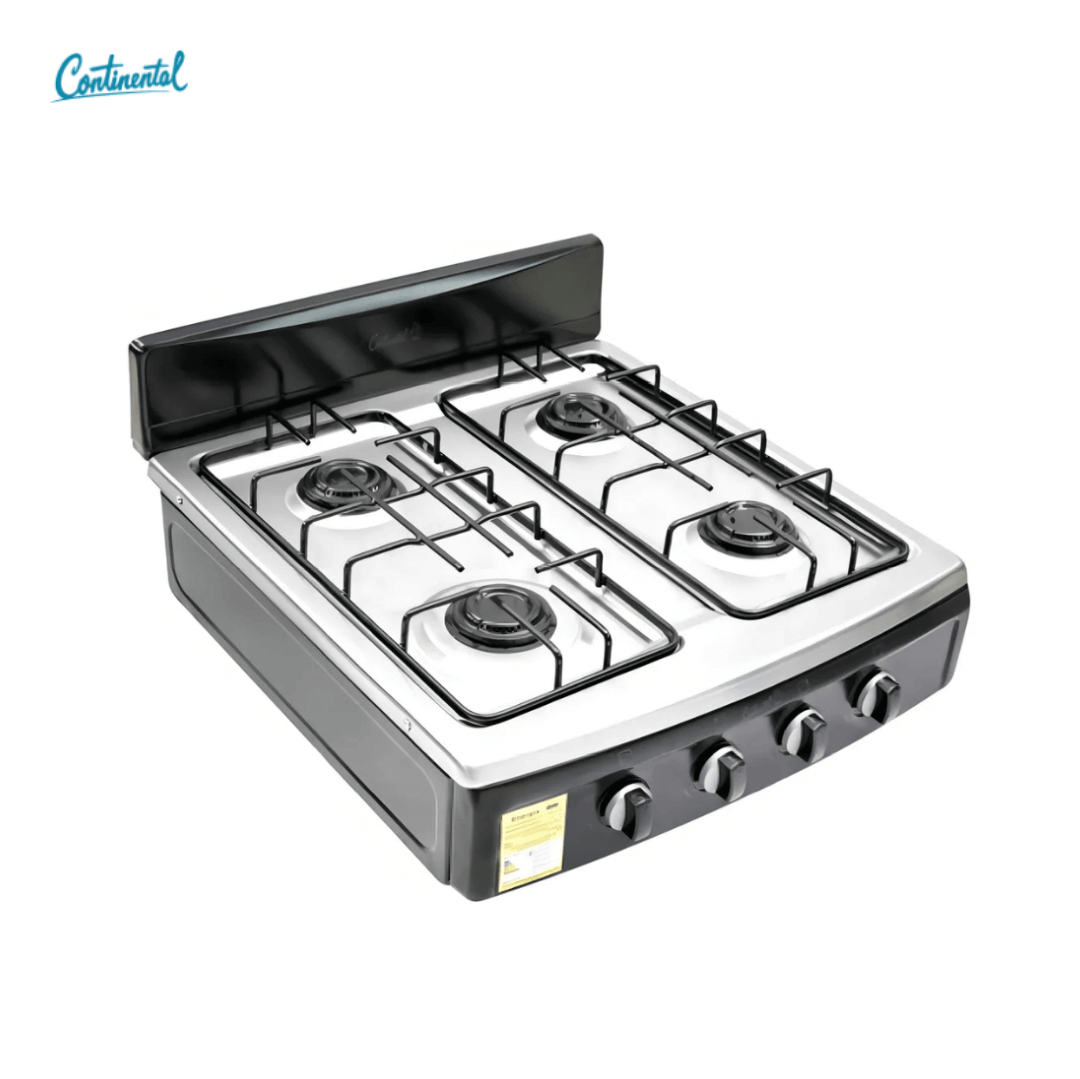DDJ ESTUFA REF 4350 CONTINENTAL GAS 4 PT LUJO A INOX Q.ES GN NEGRA - Image 1
