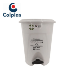 PAPELERA PEDAL PELETIZADA REDONDA 25 LTS COLPLAST BLANCA REF 1102