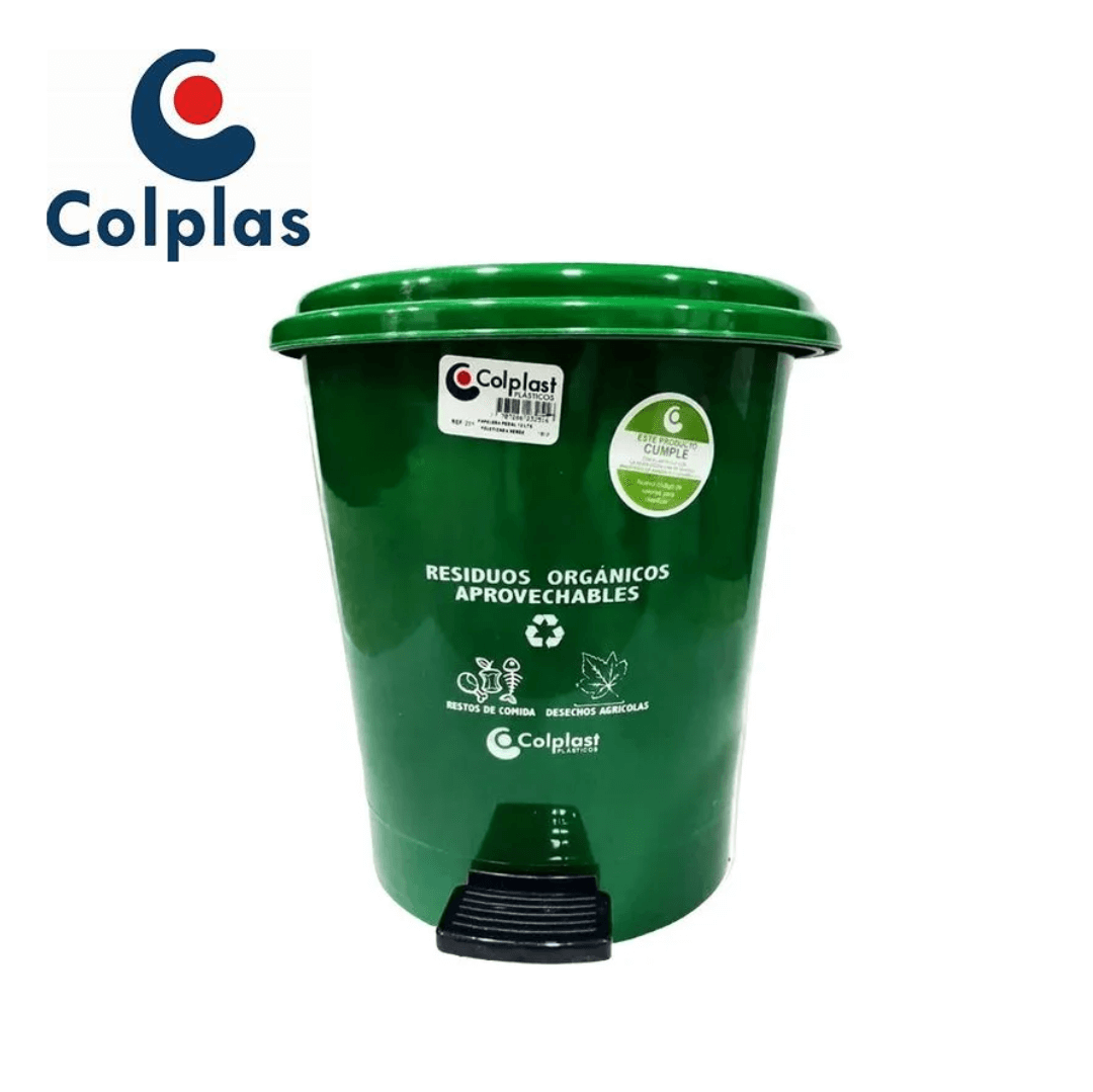 46.0242 PAPELERA PEDAL REDONDA 12 LT VERDE PAPELERA PEDAL REDONDA 12 LT COLPLAST PALETIZADA C/ET VERDE OSCURO REF 251 - Image 1