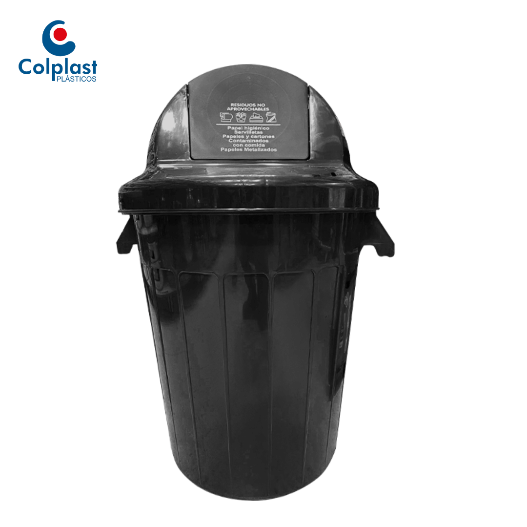 HH CONTENEDOR 120 LTS C/TAPA CUPULA VAIVEN NEGRO COLPLAST REF: 575 - Image 1