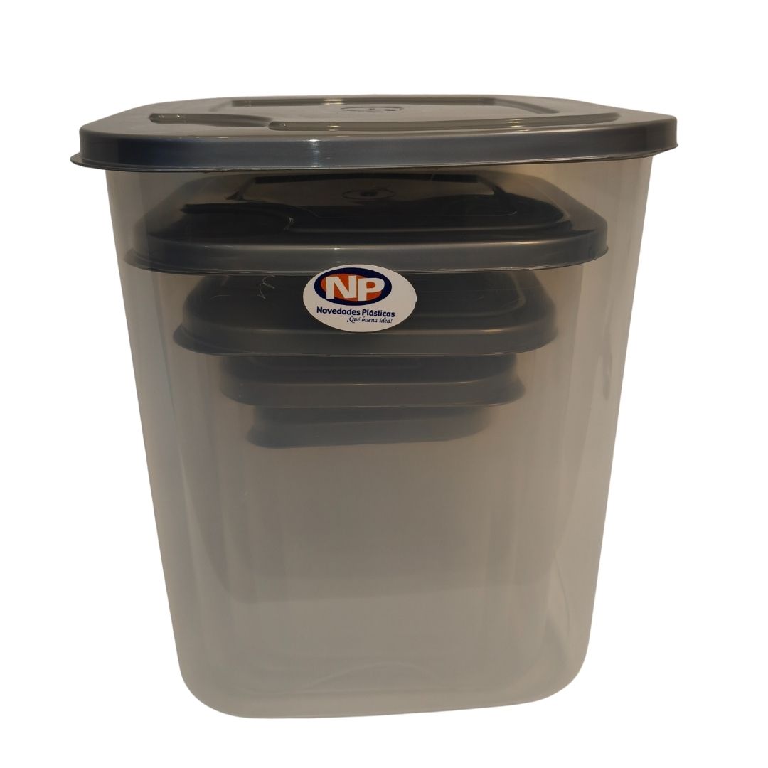 4 JUEGO DE RECIPIENTE DESPENSA NOVO X 5 NP GRIS REF 11336 - Image 1