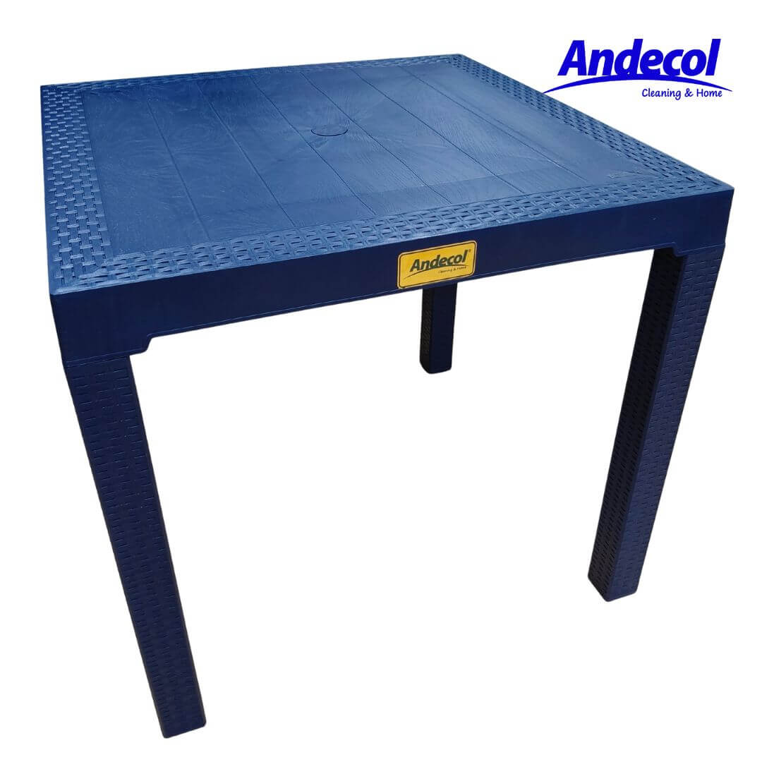 SILLA Y MESA RATTAN AZUL PETROLEO (1) MESA RATTAN TAYRUNA AZUL PETROLEO ANDECOL - Image 1