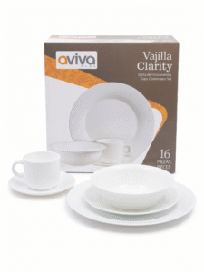 VAJILLA AVIVA CLARITY DE VITROCERAMICA 4 PUESTOS 16 PIEZAS REF NR16A-CL